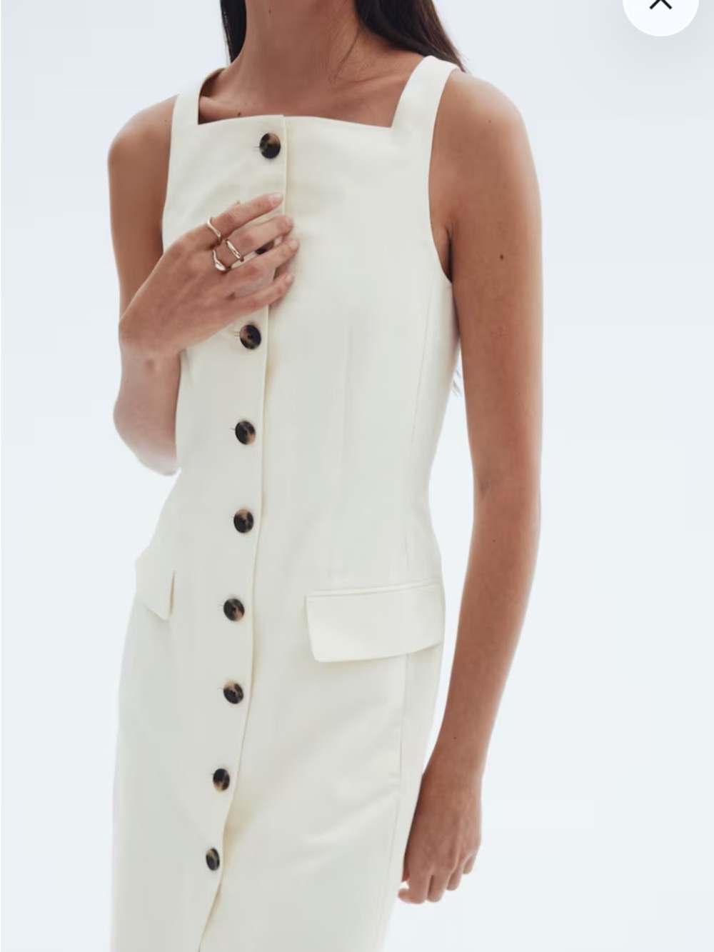 Classic Cream Button-Front Cotton Mix Sheath Dress - NWT, size S